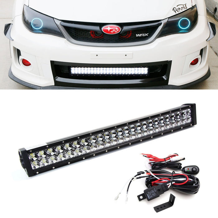 144W 25" LED Light Bar w/ Lower Bumper Brackets Wiring For 11-14 Impreza WRX STI