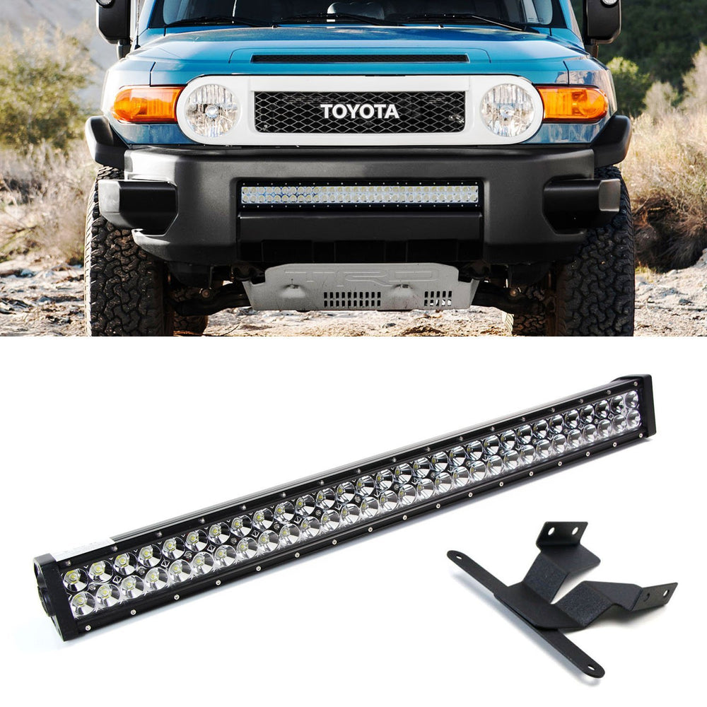 180W 30" LED Light Bar w/ Lower Bumper Bracket, Wirings For Toyota FJ Cruiser