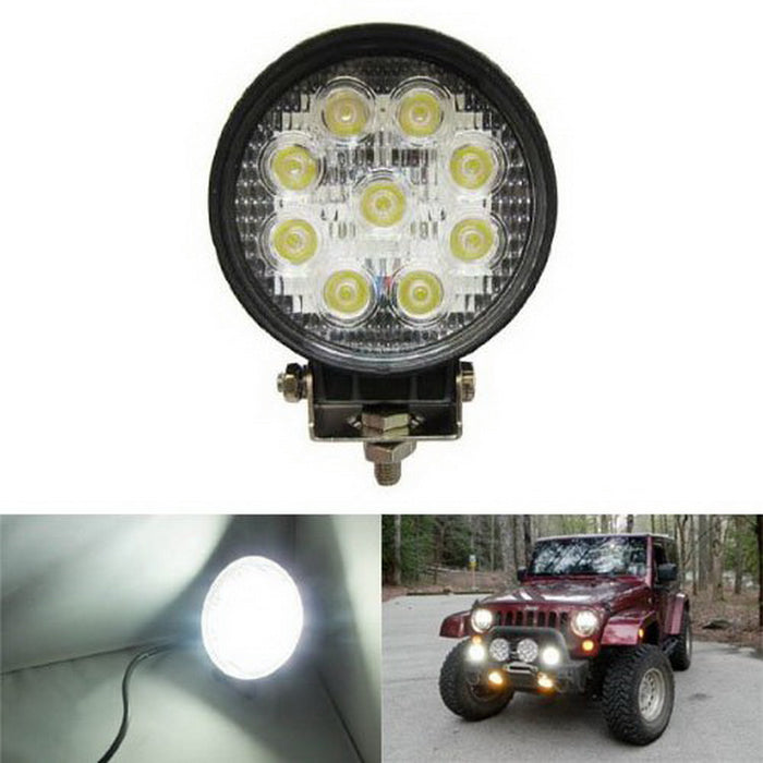 (1) 27W High Power Round LED Work Light Lamp For SUV 4x4 Truck Tractor Boat