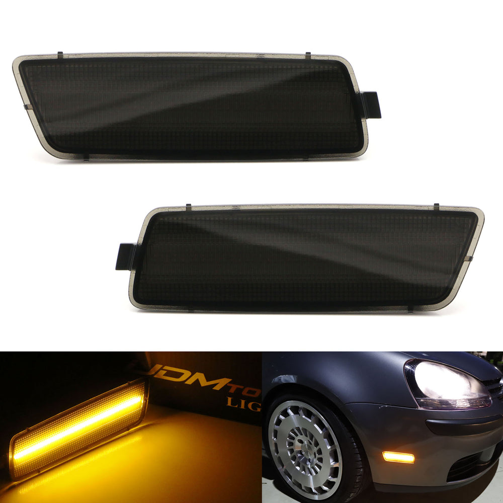 Smoked Lens Amber LED Front Side Marker Light For 06-09 Volkswagen MK5 Golf/GTI