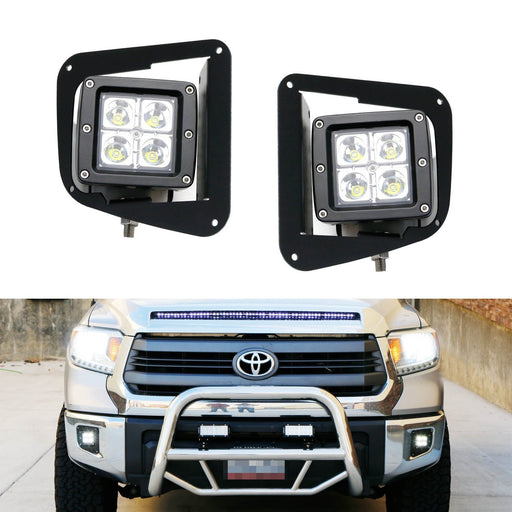 40W CREE LED Pods w/ Foglight Location Mounting Brackets For 14-up Toyota Tundra