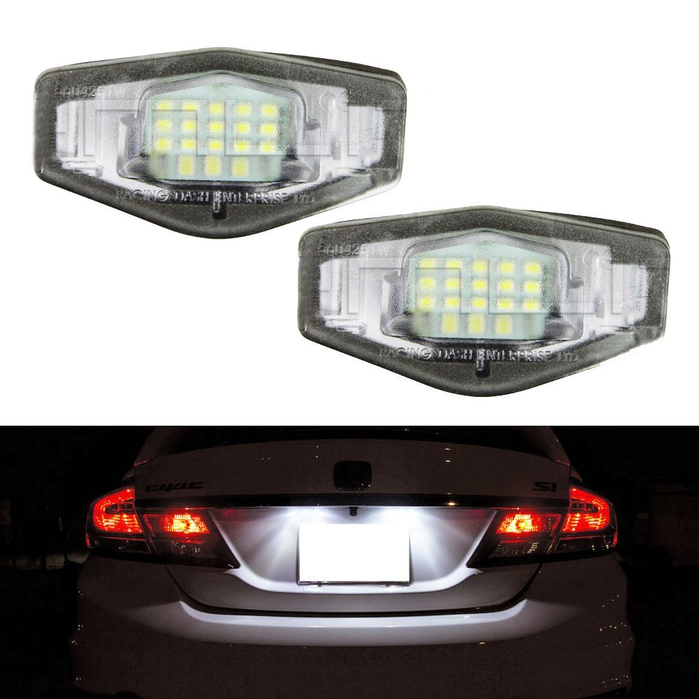 Direct Fit White LED License Plate Light Lamps For Acura TL TSX Honda Civic, etc