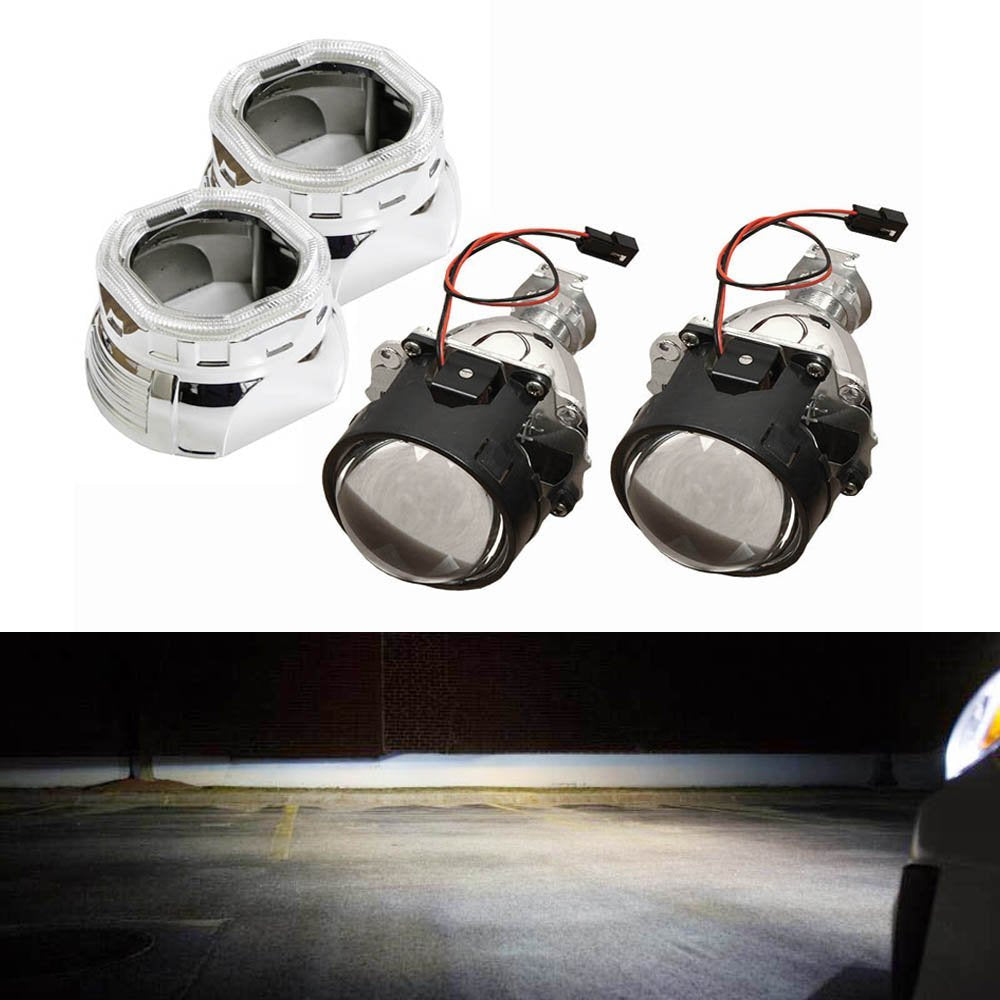 Mini 2.5" H1 Bi-Xenon HID Projectors w/ Square Shroud For Headlight Retrofit DIY