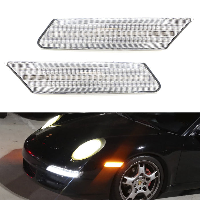 Clear Lens Amber LED Side Marker Light Kit For Porsche 06-12 Cayman/Boxster, etc