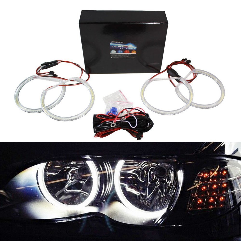 Halogen Headlight White LED Angel Eyes Halo Rings For BMW E46 3 Series w/Non-HID