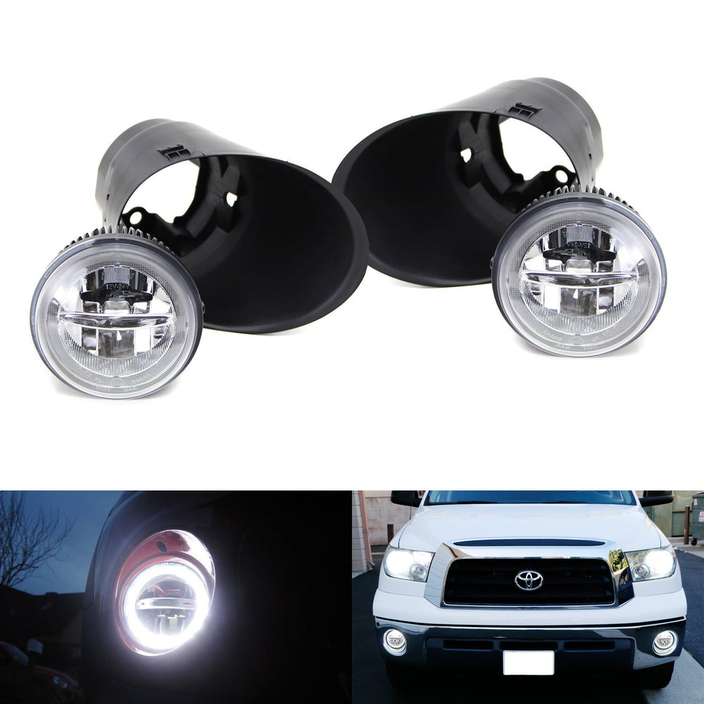 LED Halo Ring Daytime Running Lights/Fog Lamps w/ Bezels Wiring For 07-13 Tundra