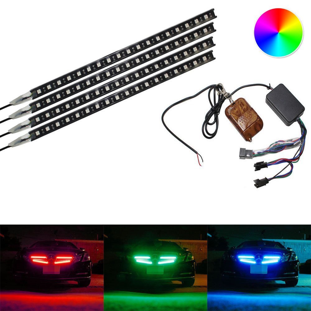 4-Strip 12" RGB 7-Color 72-LED Knight Night Rider Scanner Lighting Bars w/Remote