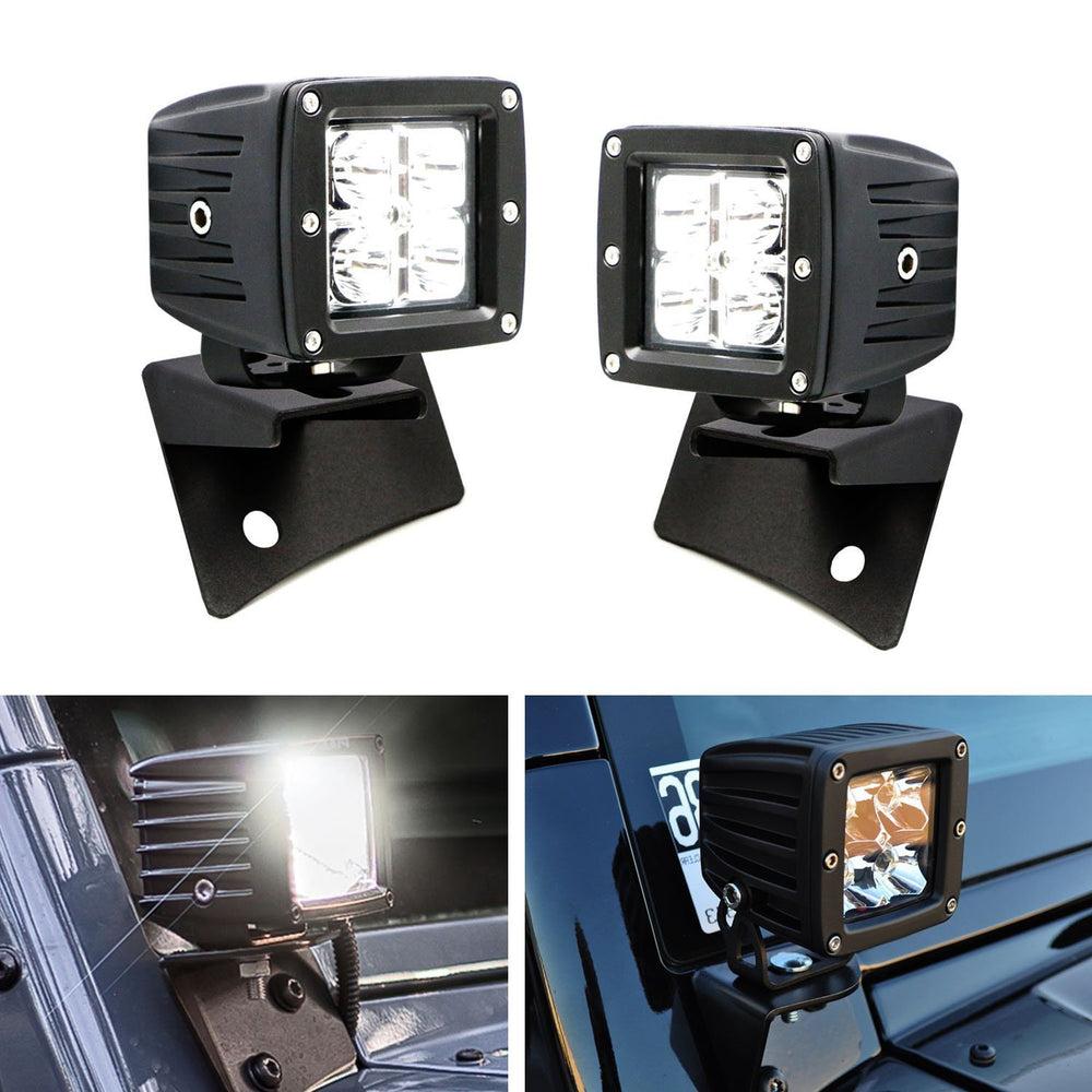 40W CREE LED Pod Kit w/ A-pillar Mounting Brackets For 07-up Jeep Wrangler JK