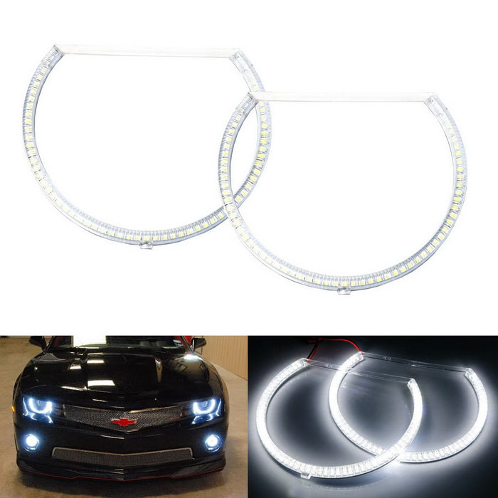 Headlight Retrofit Xenon White LED Angel Eye Halo Rings For 2010-13 Chevy Camaro