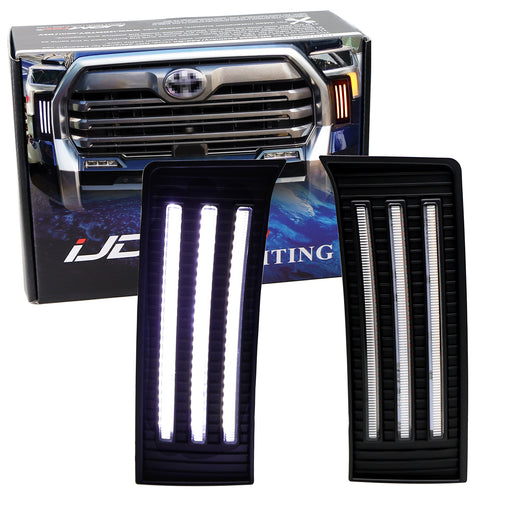 Vertical Front Side Grille Fit Switchback LED DRL Lights For Toyota Tundra