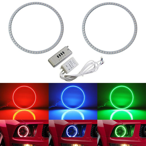 RGB Multi-Color LED Angel Eyes Halo Rings For 2005-2009 Ford Mustang w/ Remote