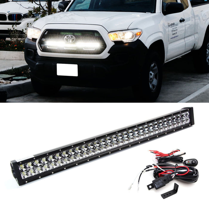 180W 30" LED Light Bar w/ Behind Grill Bracket, Wirings For 16-up Toyota Tacoma