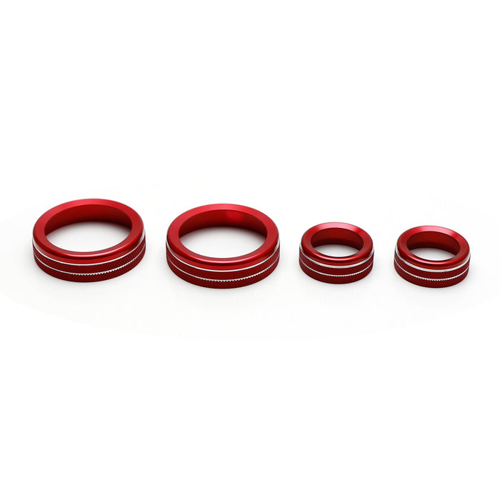 4pc Red Aluminum AC/Stereo Turn Knob Decoration Covers For 2022-up Ford Maverick