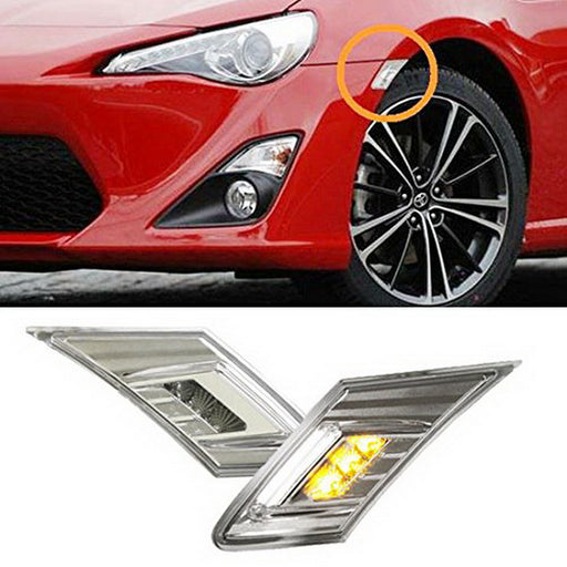 White/Amber LED Clear Lens Side Marker Blinker Lights For Scion FR-S Subaru BRZ