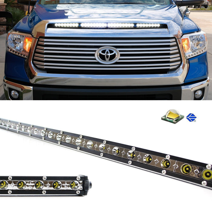 108W 36" LED Light Bar w/ Hood Scoop Bulge Mounting Wiring 14-21 Toyota Tundra