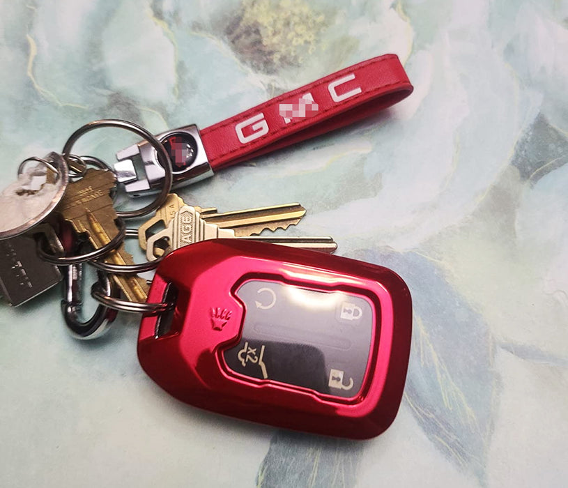 Red TPU Key Fob Protective Case w/Face Panel Cover For GMC Acadia Terrain Sierra