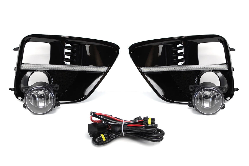 S4 LED Bezel Daytime Running Lights w/Halogen Fog Lamp For 15-17 Subaru WRX/STi