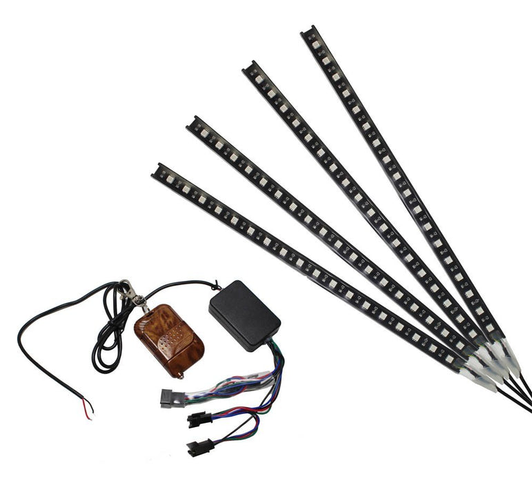 4-Strip 12" 7-Color RGB 72-LED Knight Night Rider Scanner Lighting Bars w/Remote