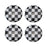 (4) Black/White Checker Pattern Style Wheel Center Cap Covers For MINI Coopers