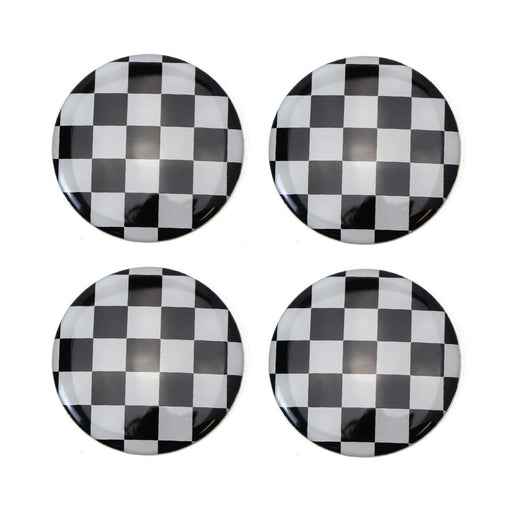 (4) Black/White Checker Pattern Style Wheel Center Cap Covers For MINI Coopers