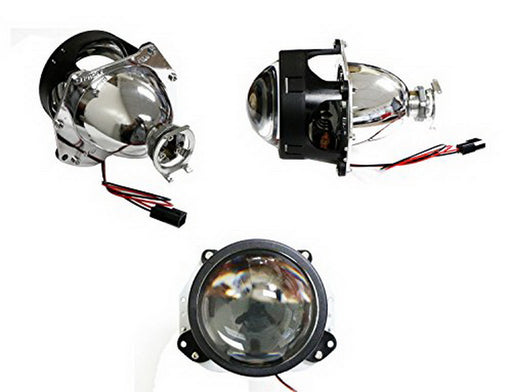 3.0" H1 Bi-Xenon Projector Lens w/ Square LED Halo Ring Shrouds For Headlights