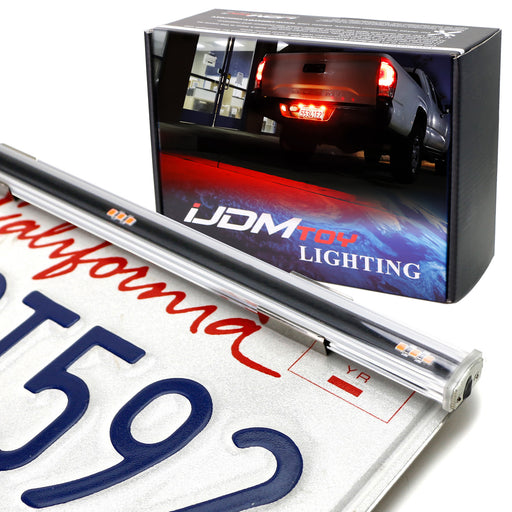 Rear License Plate Frame Mount 3-Dot Red LED Tailgate ID Identification Lightbar