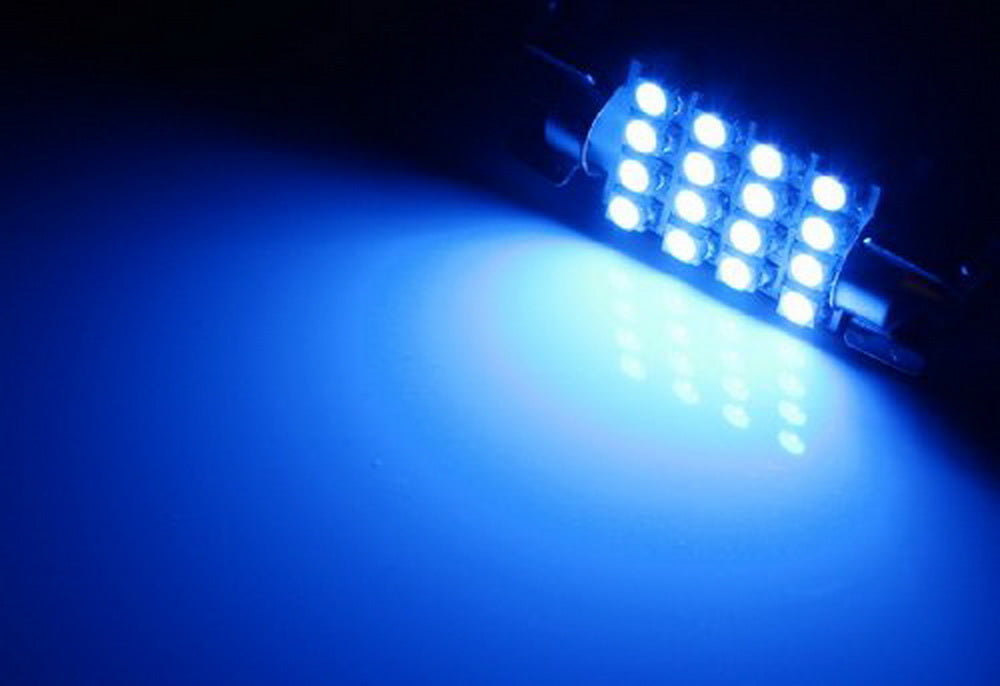 (2) Ultra Blue 1.50" 16-SMD 6418 C5W LED Bulbs For Car License Plate Lights