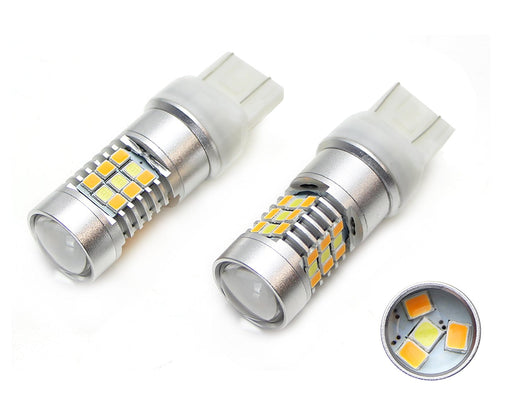 White/Amber High Power 28-SMD 7443 Switchback LED Bulbs For Turn Signal Lights