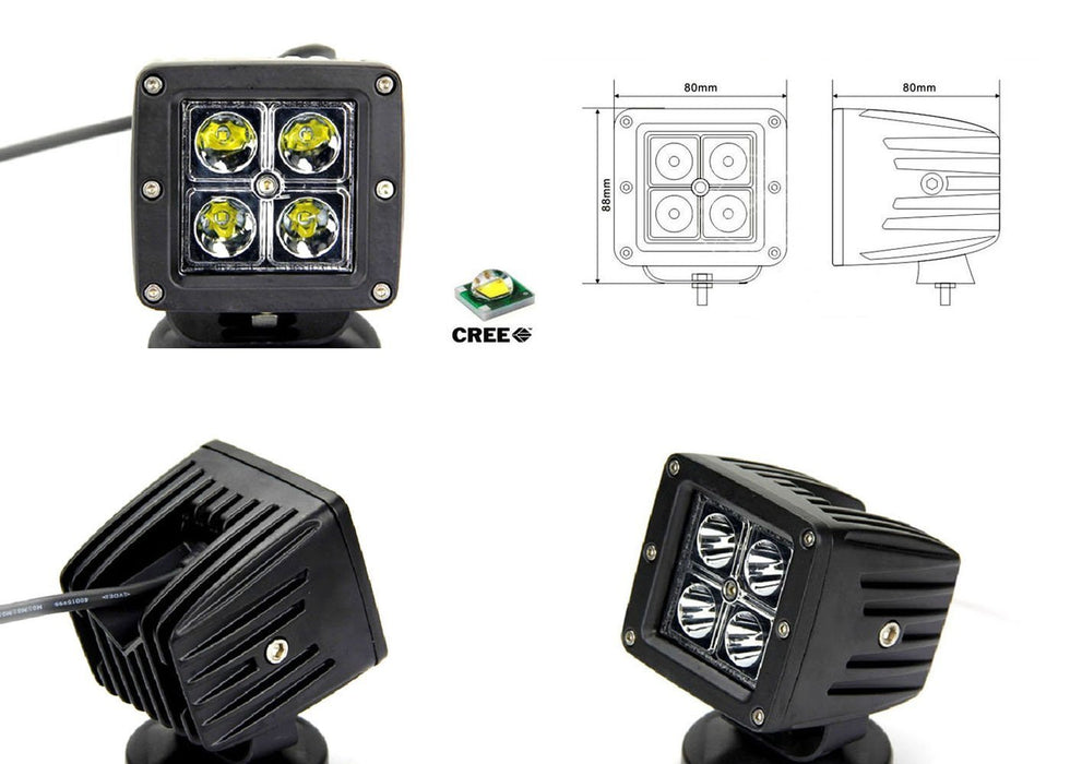 (2) 3" 20W CREE LED Cubic Pod Lights For Truck Jeep Off-Road ATV 4WD 4x4 etc