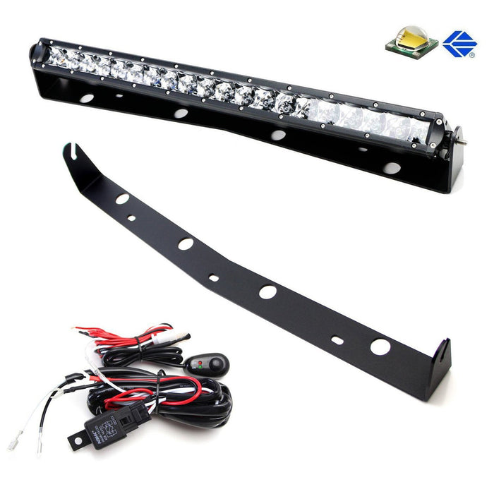 100W 20" LED Light Bar w/ Lower Bumper Bracket/Wire For Silverado 1500 2500 3500