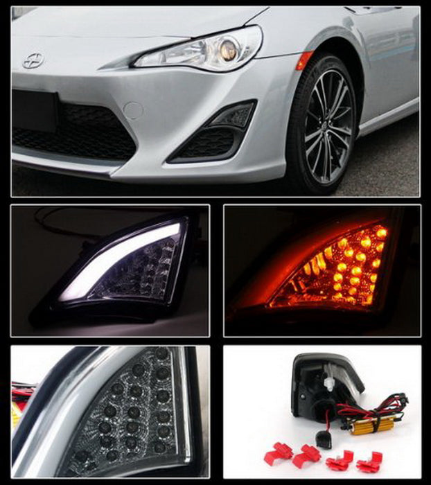 JDM Smoked Lens Full LED Front Turn Signal Lights + 3D LED Parking For Scion FRS