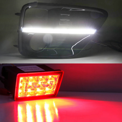 JDM S4 LED DRL Fog Light Bezels & Red LED Rear Foglight For 15-17 Subaru WRX STi