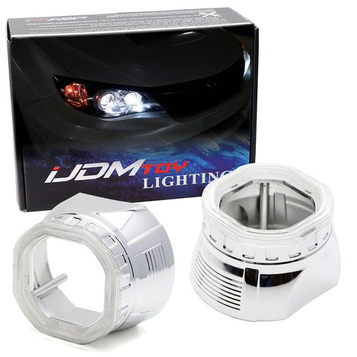 Chrome 2.5" Octagon Halo Ring Trim Mini H1 Headlamp Projector Decorative Shrouds