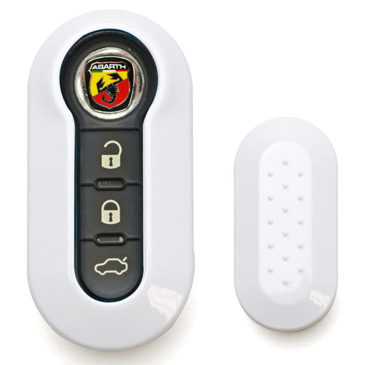 Gloss White Fob Shell Cover For FIAT 500 500L 500X Abarth 3-Button Folding Key