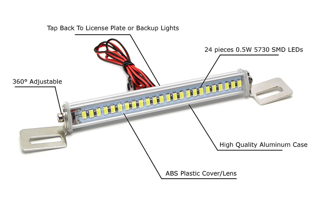 Universal License Plate Mount High Power LED Back Up Light For Car SUV Truck RV