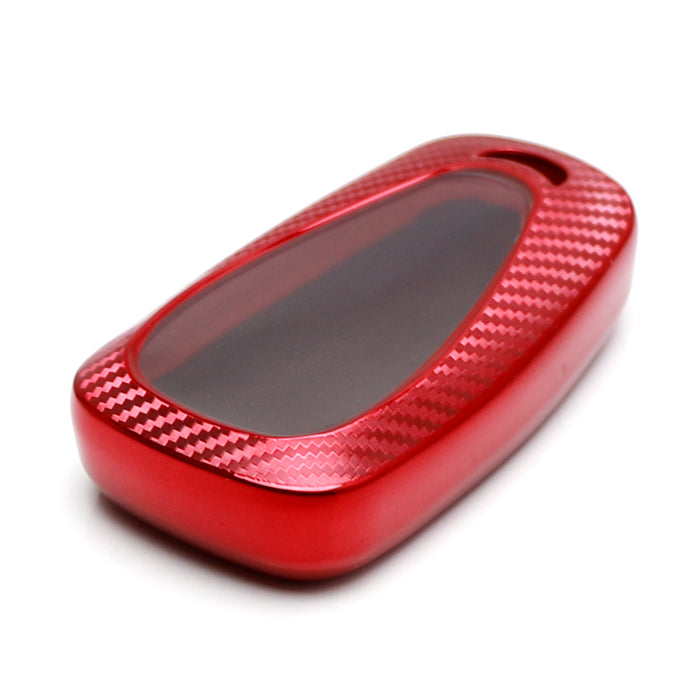 Red w/Carbon Fiber TPU Key Fob Protective Case For Chevry 16-up Camaro Malibu...