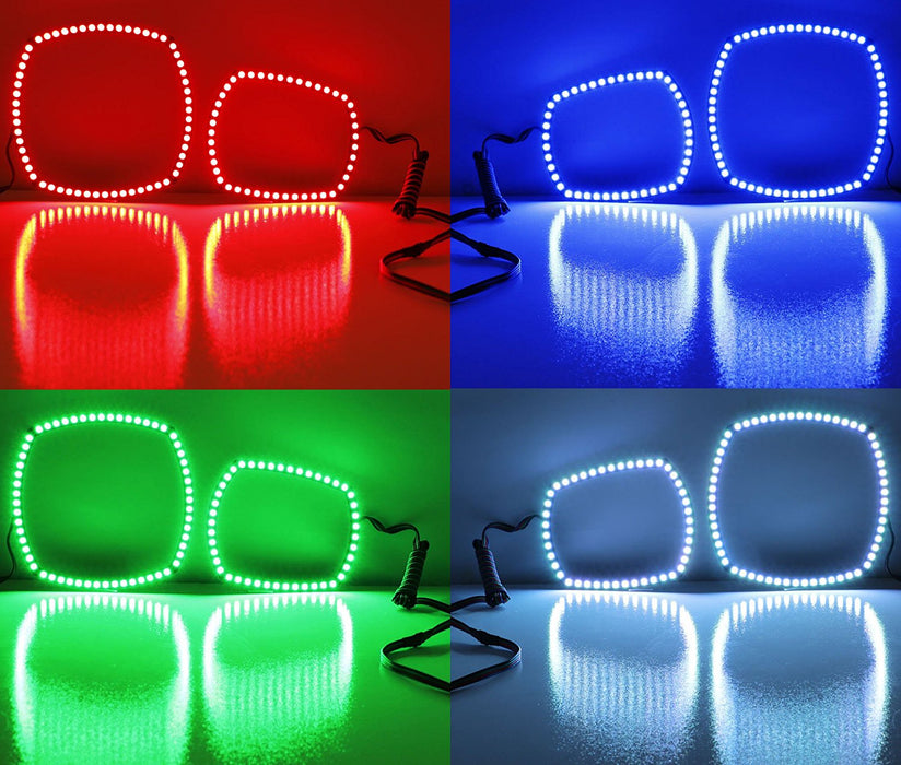 Wireless RGB 7-Color LED Angel Eyes Halo Rings Kit For 2011-14 Dodge Charger