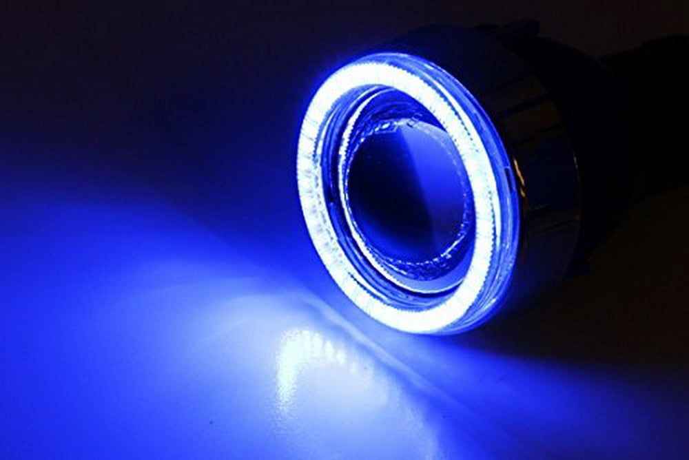 3" Projector Fog Light Lamps w/ Ultra Blue 40-LED Halo Angel Eyes Rings For Car