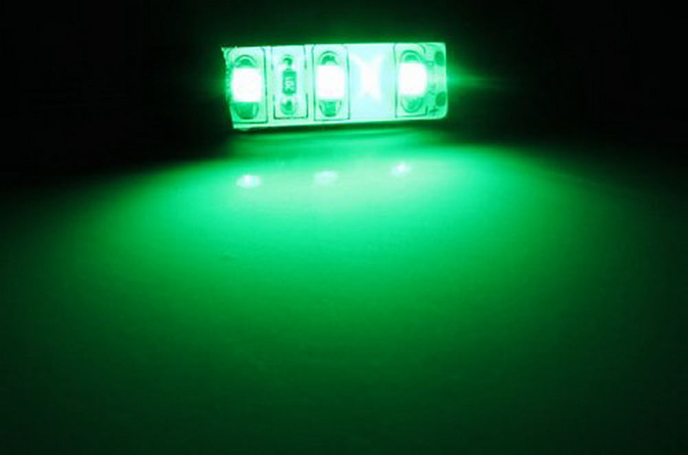 3-SMD Green LED Strip Lights For Cup Holder Gauge Cluster Glove Box Foot Area