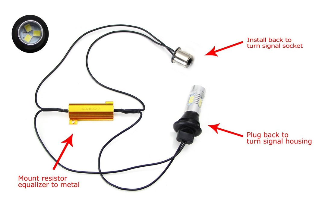 No Resistor Required White 1156 LED Bulbs For Front or Rear Turn Signal Lights