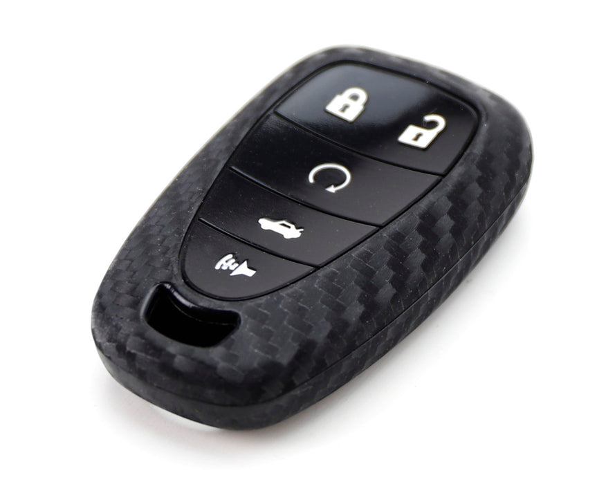 Carbon Fiber Pattern Soft Silicone Key Fob Cover For 16-up Chevy Camaro Cruze...