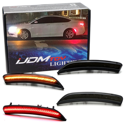 Smoked Lens Amber/Red Full LED Wheel Arch Side Marker Light Kit For Chrysler 200