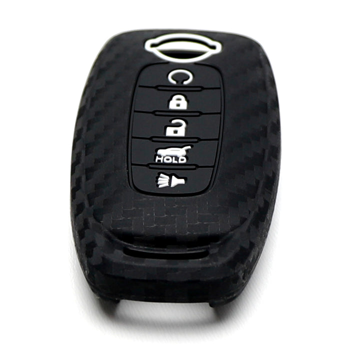 "Carbon Fiber" Pattern Silicone Cover For Nissan 22+ Rogue Pathfinder 5B Key Fob