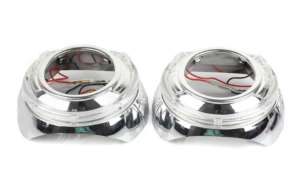 3.0" H1 Bi-Xenon Projector Lens w/ S-MAX LED Halo Ring Shrouds For Headlights