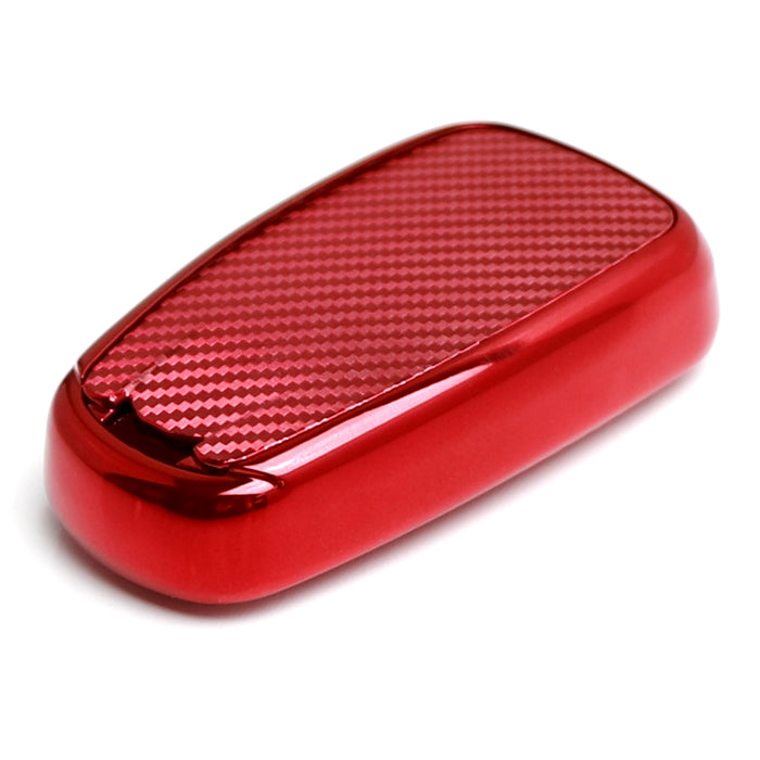 Red w/Carbon Fiber TPU Key Fob Protective Case For Chevry 16-up Camaro Malibu...