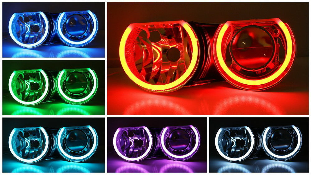 Headlight RGB 7-Color LED Angel Eye Halo Rings Kit For BMW E39 E46 3 5 7 Series