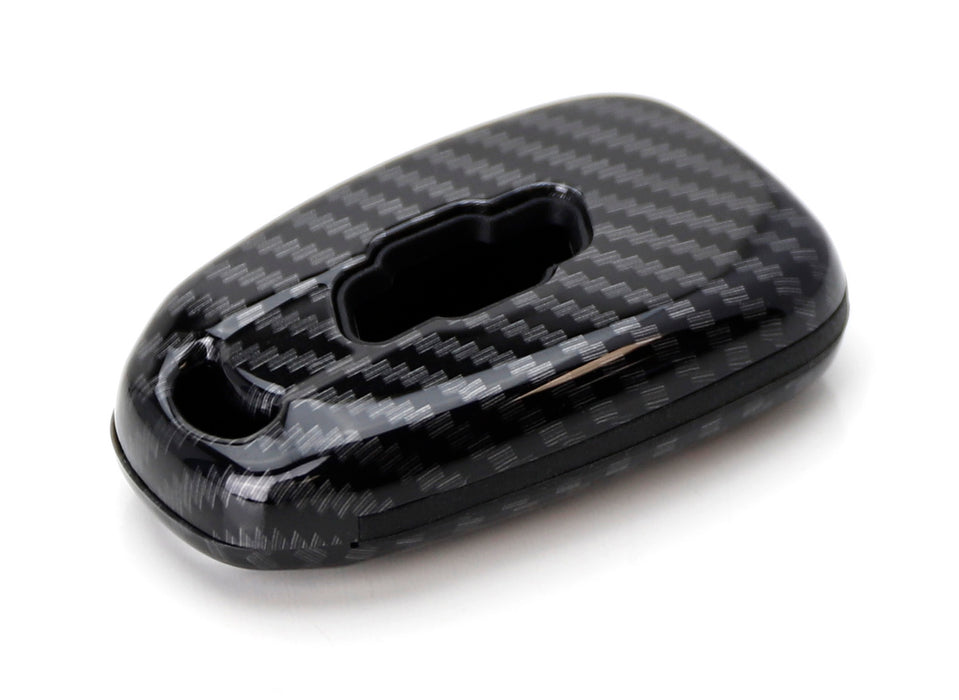 Carbon Fiber Pattern Smart KeyFob Shell w/Black Silicone Keypad Button For Chevy