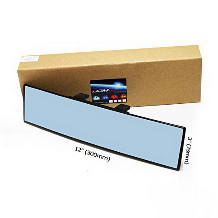 JDM Blue Glass 300mm Wide Curve Clip On Rear View Mirror w/Anti-Glare Blue Tint