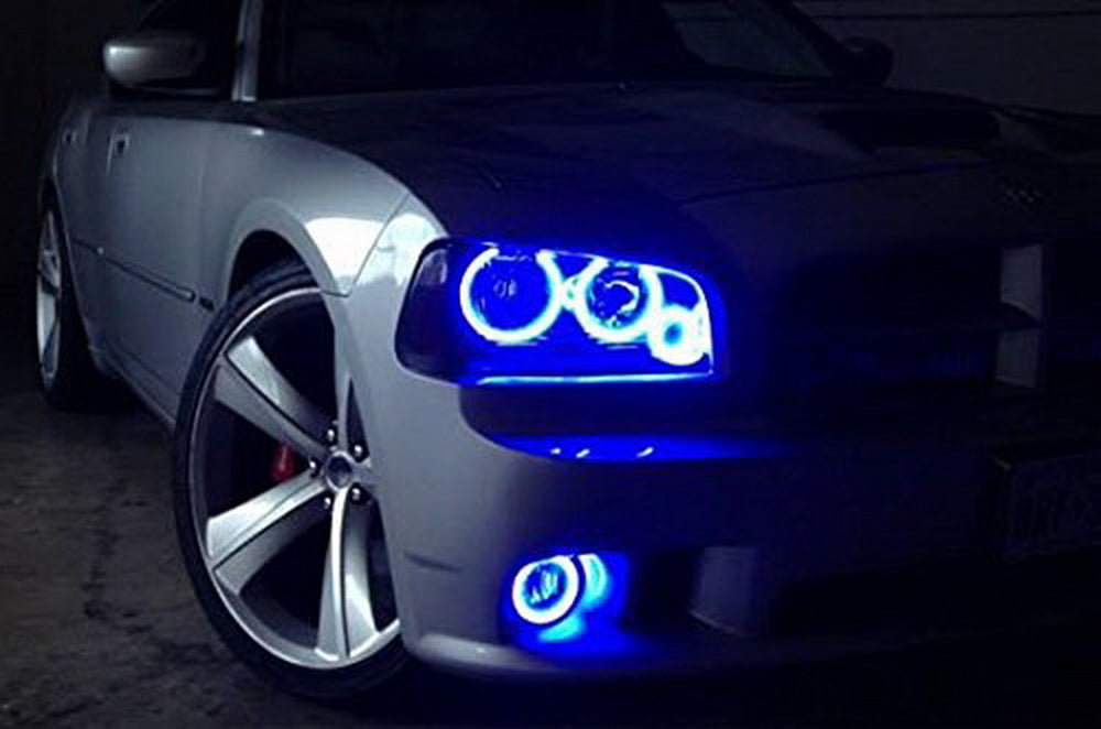 Blue 40-SMD LED Angel Eyes Halo Rings w/ Shroud For Fog Lights Retrofit DIY