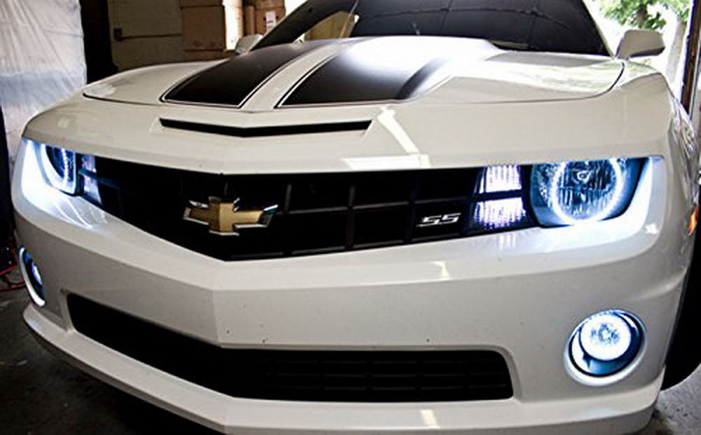 Headlight Retrofit Xenon White LED Angel Eye Halo Rings For 2010-13 Chevy Camaro